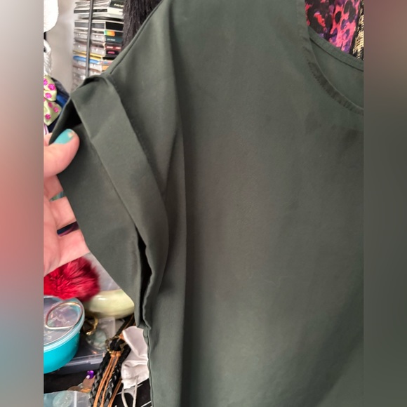 Olive Green Semi Sheer Top - Picture 4 of 6